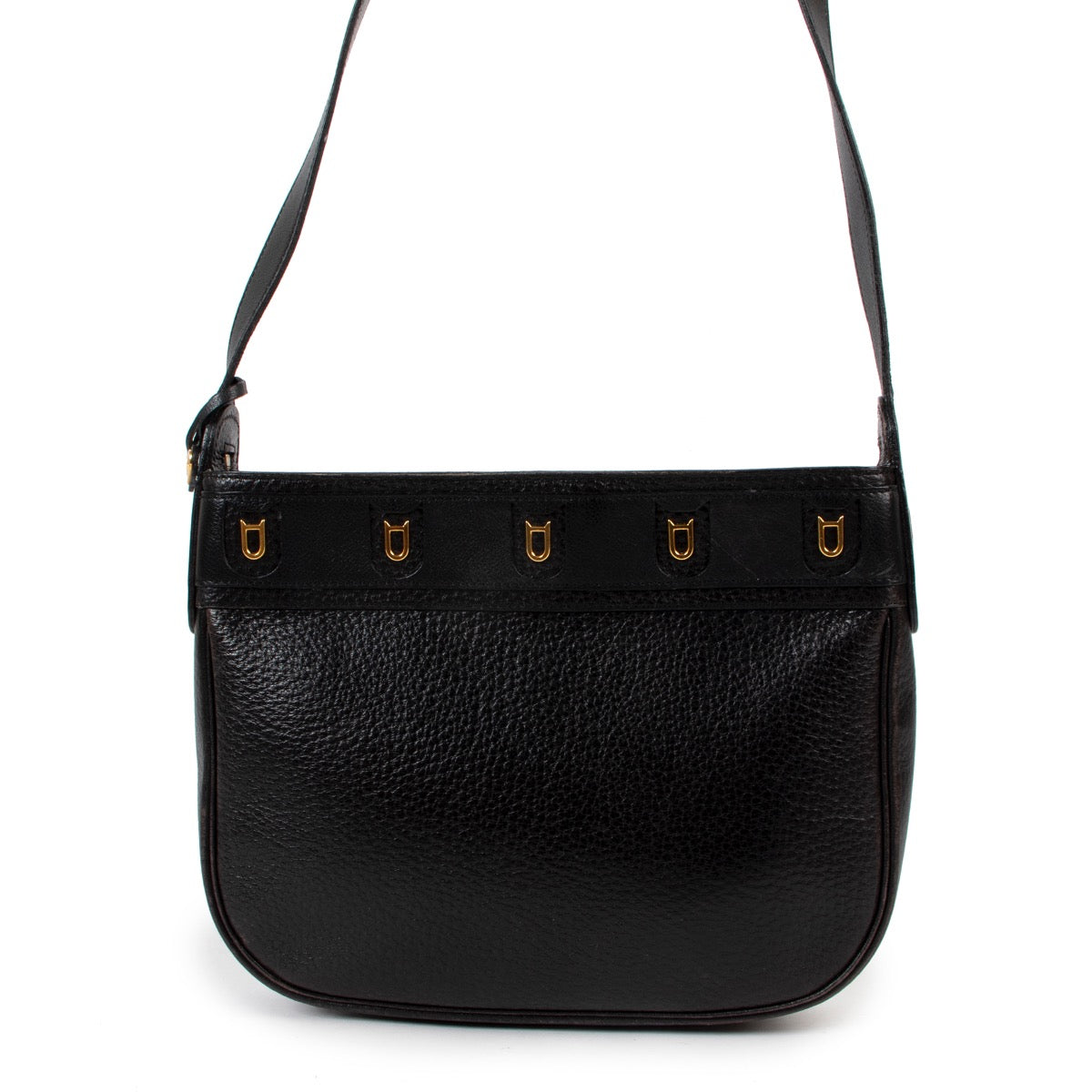 Shop safe online at Labellov in Antwerp this 100% authentic second hand Delvaux Black Leather Crossbody Bag