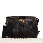 Shop vintage Delvaux Brown Toile De Cuir Turnlock Crossbody Bag at Labellov