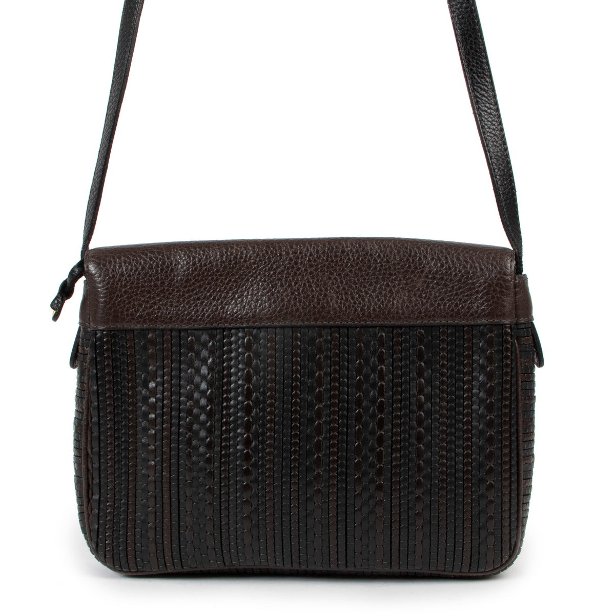 Shop vintage Delvaux Brown Toile De Cuir Turnlock Crossbody Bag at Labellov