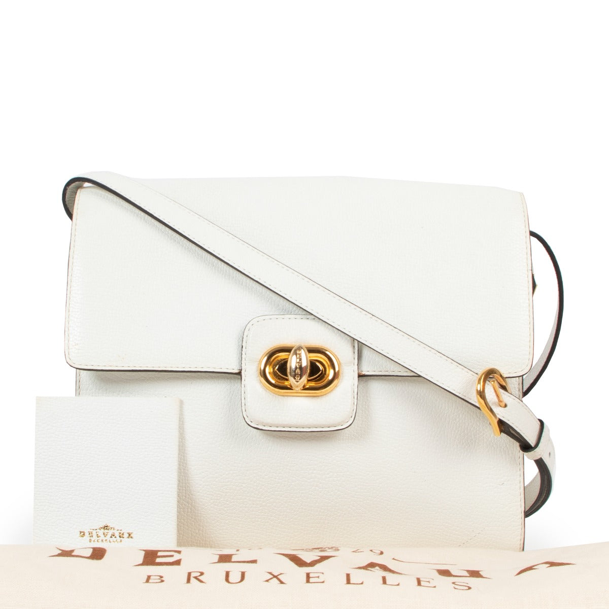 Shop vintage Delvaux White Turnlock Crossbody Bag at Labellov