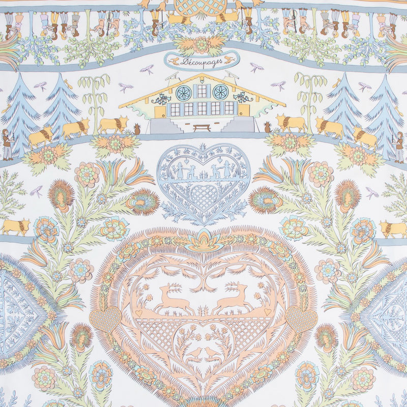 Hermès Pastel Colour Découpage Carré 90 Silk Scarf