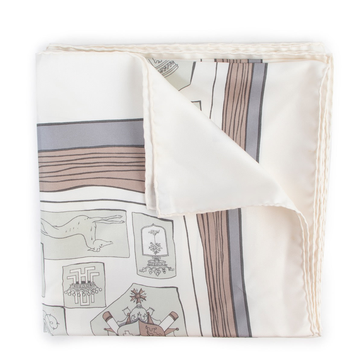 Buy online authentic second hand Hermes Grey/White Chiffres et Monogrammes Carée 90 Scarf in very good condition at Labellov in Antwerp