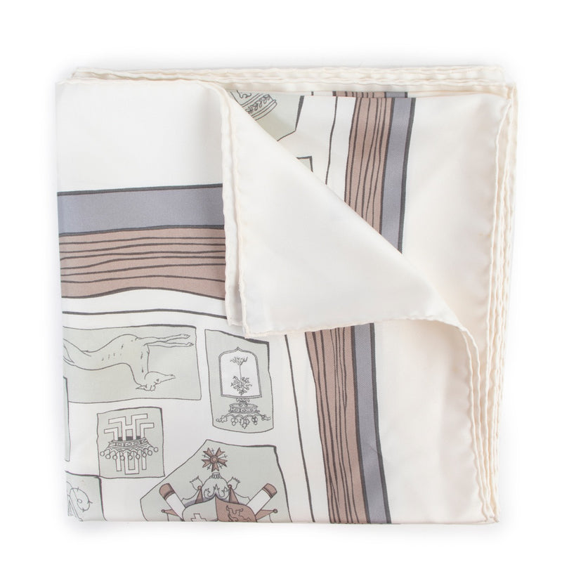 Buy online authentic second hand Hermes Grey/White Chiffres et Monogrammes Carée 90 Scarf in very good condition at Labellov in Antwerp