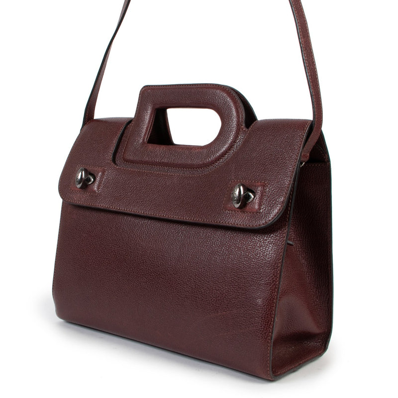 Shop vintage Delvaux Burgundy Turnlock Leather Tote Bag at Labellov