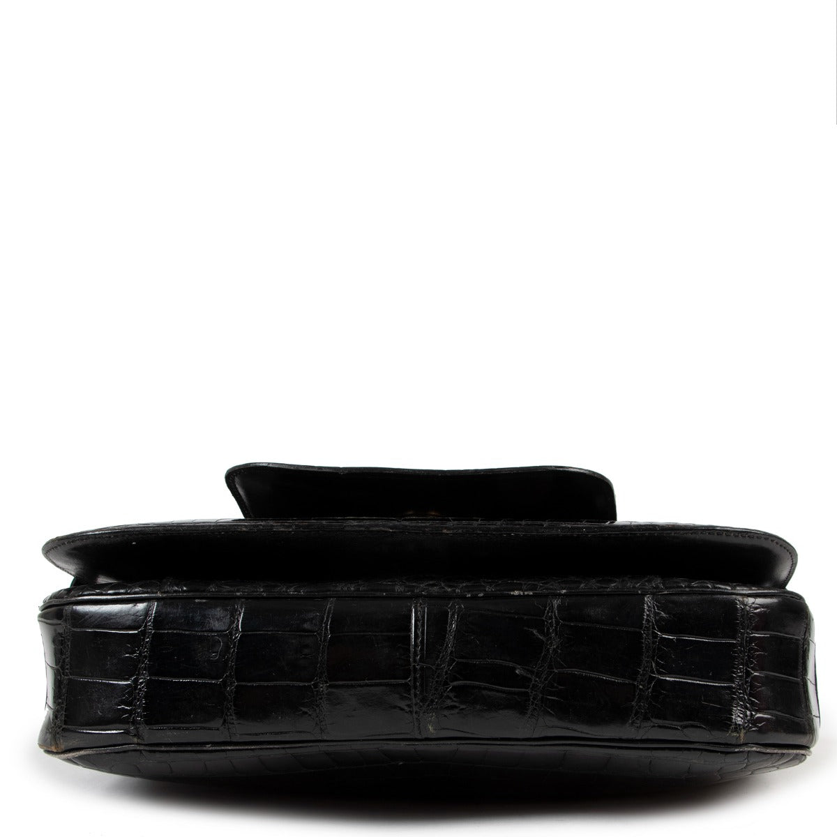 Designer vintage Belgium Delvaux Vintage Black Crocodile Messenger Bag at Labellov
