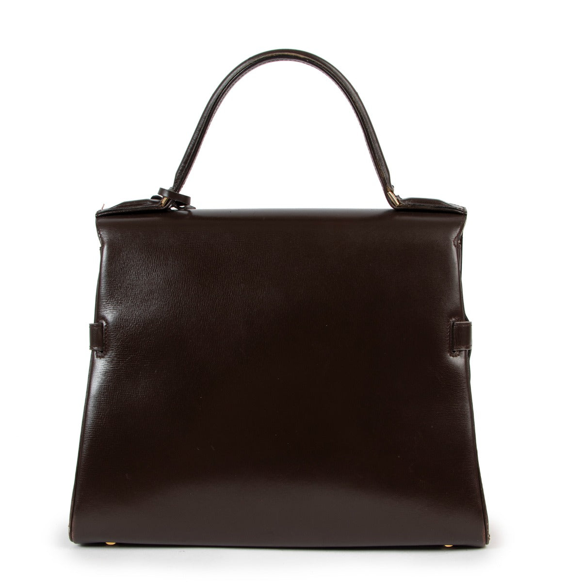 buy online an authentic second hand Delvaux Brown Tempête MM Box Calf Handbag in very good condition at labellov in Antwerp