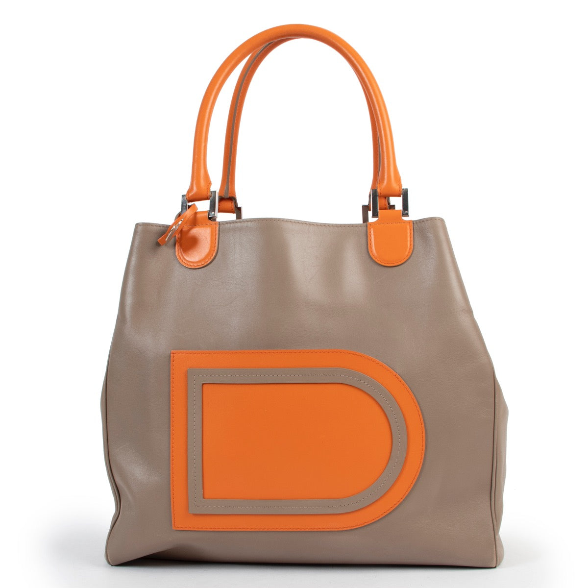 Buy online an authentic second hand Delvaux taupe Louise Satchel Allure Bicolore shoulder bag in very good condition at Labellov in Antwerp.