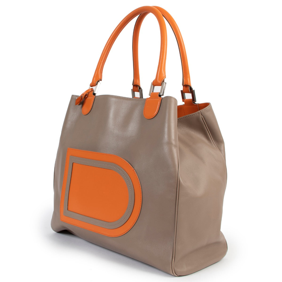 Buy online an authentic second hand Delvaux taupe Louise Satchel Allure Bicolore shoulder bag in very good condition at Labellov in Antwerp.