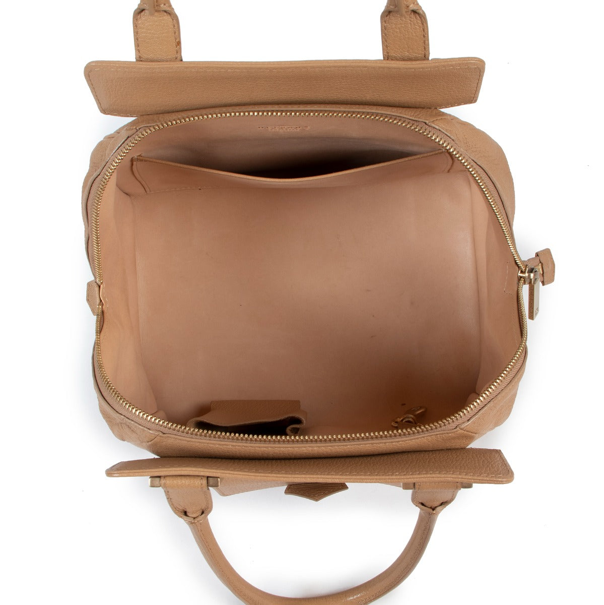 Vintage second hand designer Delvaux Beige Coquin Leather Handbag at Labellov