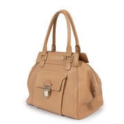Vintage second hand designer Delvaux Beige Coquin Leather Handbag at Labellov