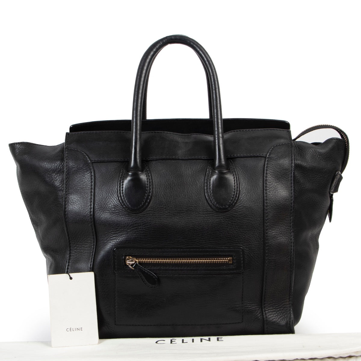 Buy an authentic second hand Celine Black Leather Luggage Bag in good-preloved condition at Labellov.