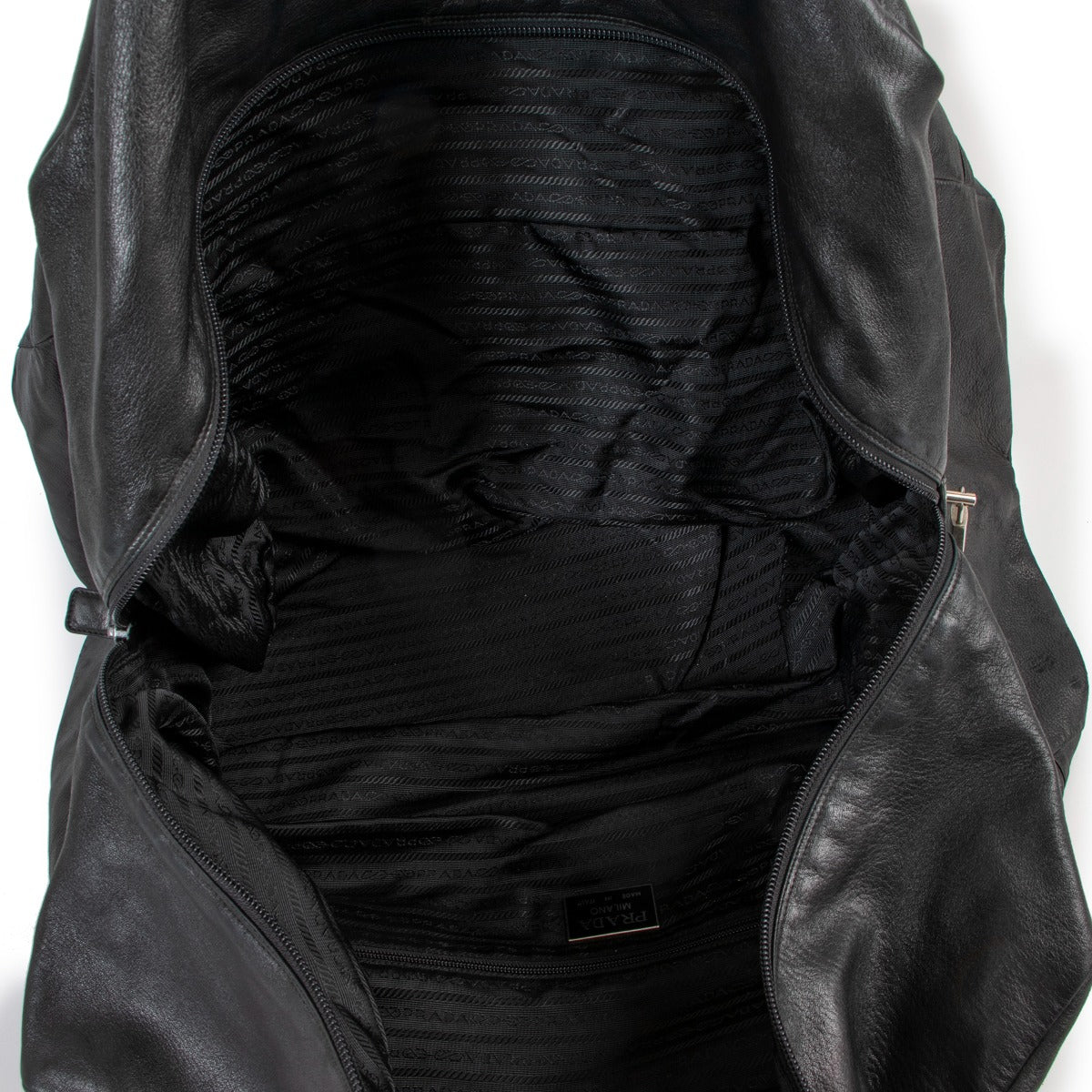 Prada XL Black Lambskin Duffle Bag