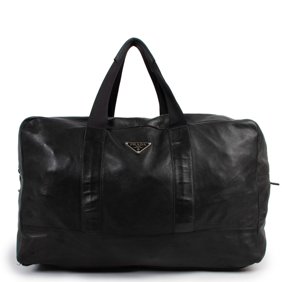 Buy an authentic second hand Prada XL Black Lambskin Duffle Bag in good condition at Labellov