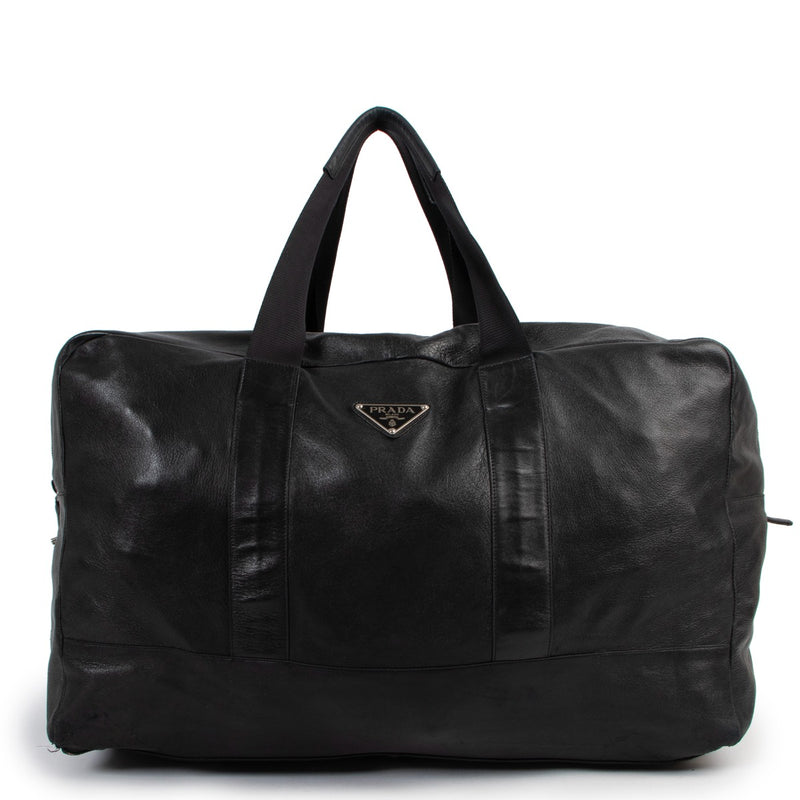 Buy an authentic second hand Prada XL Black Lambskin Duffle Bag in good condition at Labellov