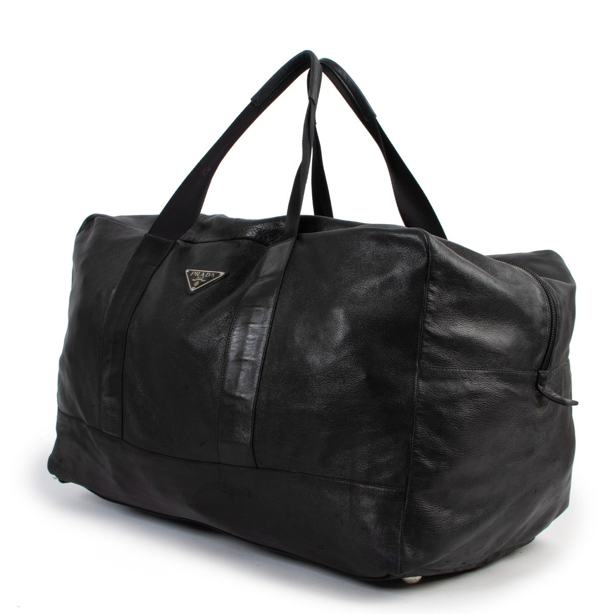 Buy an authentic second hand Prada XL Black Lambskin Duffle Bag in good condition at Labellov
