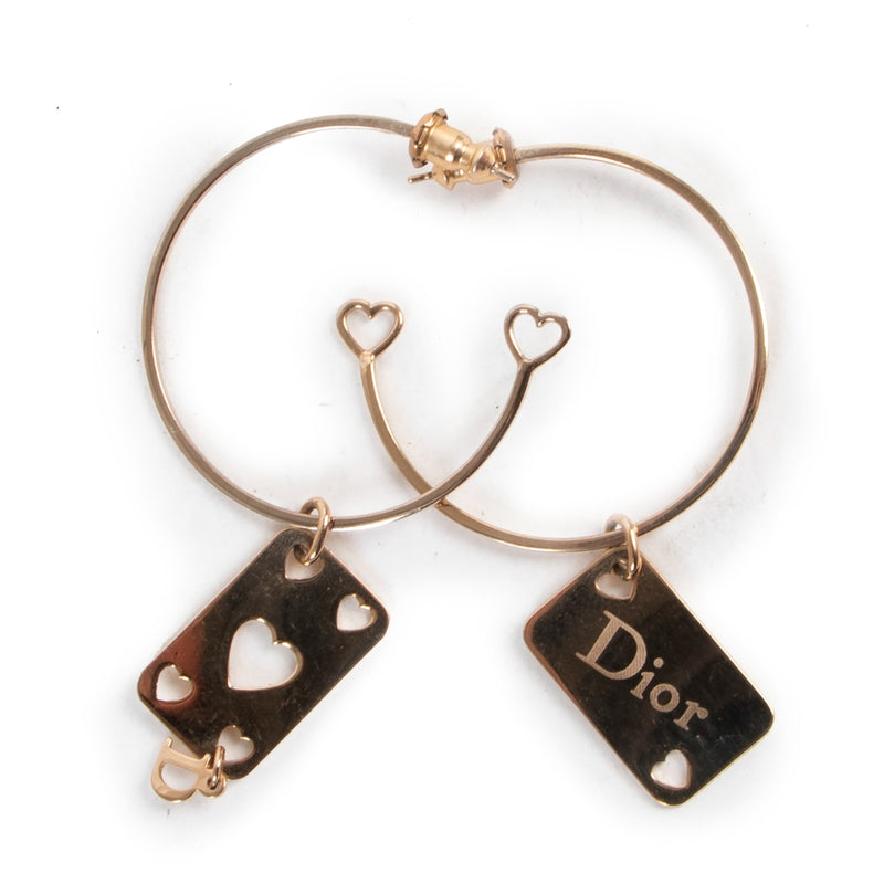 Shop authentic second hand vintage designer Christian Dior Playing Cards Pale Gold Earrings at Labellov