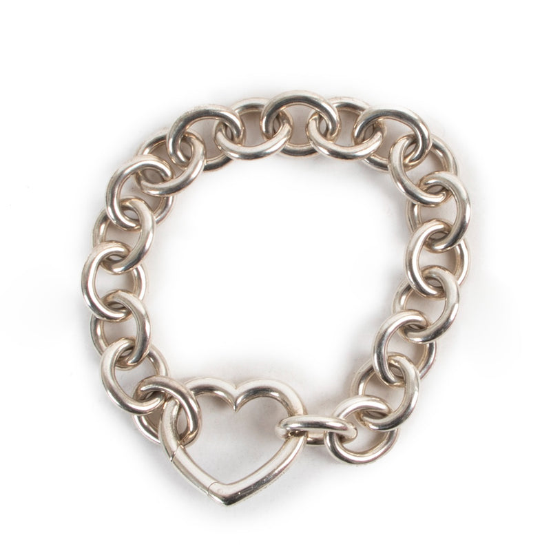 Shop authentic second hand luxury jewelry Tiffany & Co Open Heart Silver Link Chain Bracelet at Labellov