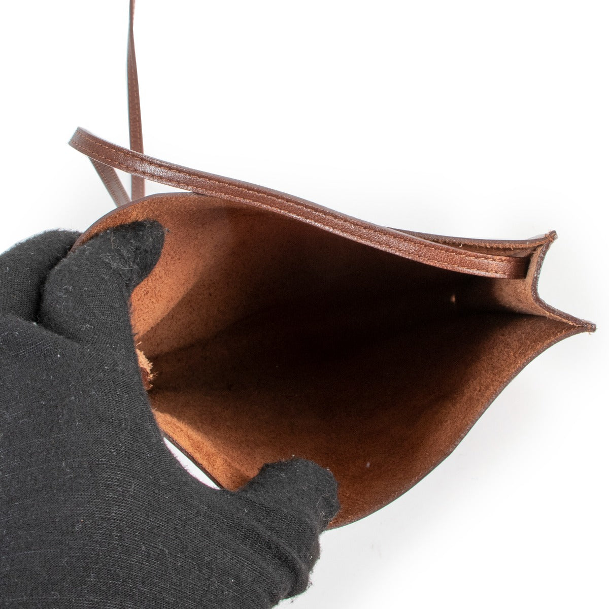 Sac porté épaule mini Hermès Onimaitou Pochette en cuir box marron