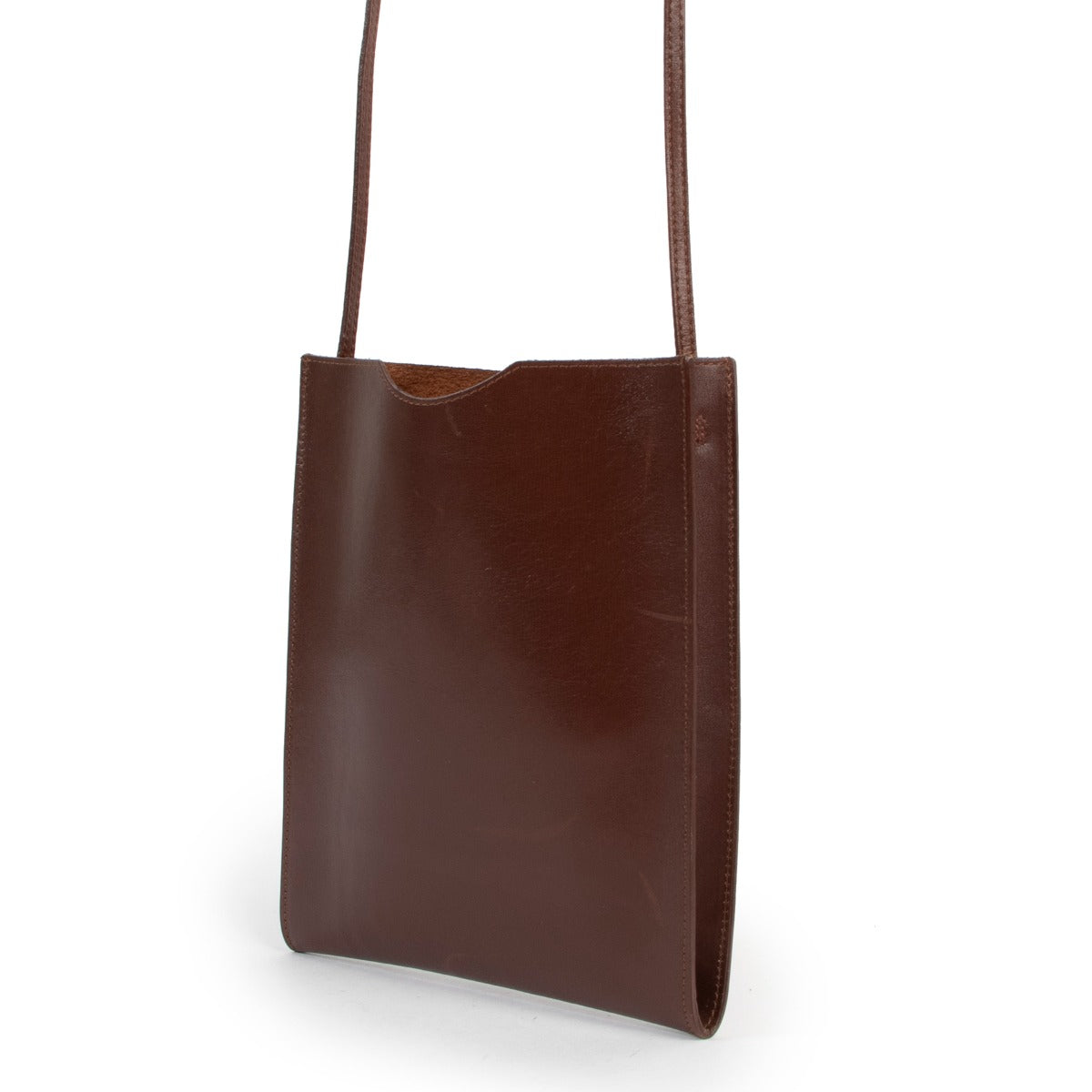 Sac porté épaule mini Hermès Onimaitou Pochette en cuir box marron