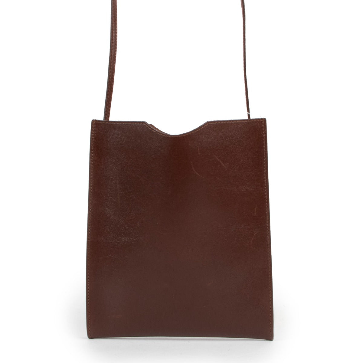 Sac porté épaule mini Hermès Onimaitou Pochette en cuir box marron