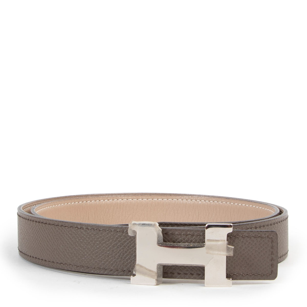 Shop authentic second hand luxury Hermès Mini Constance H Buckle Grey Reversible Belt at Labellov
