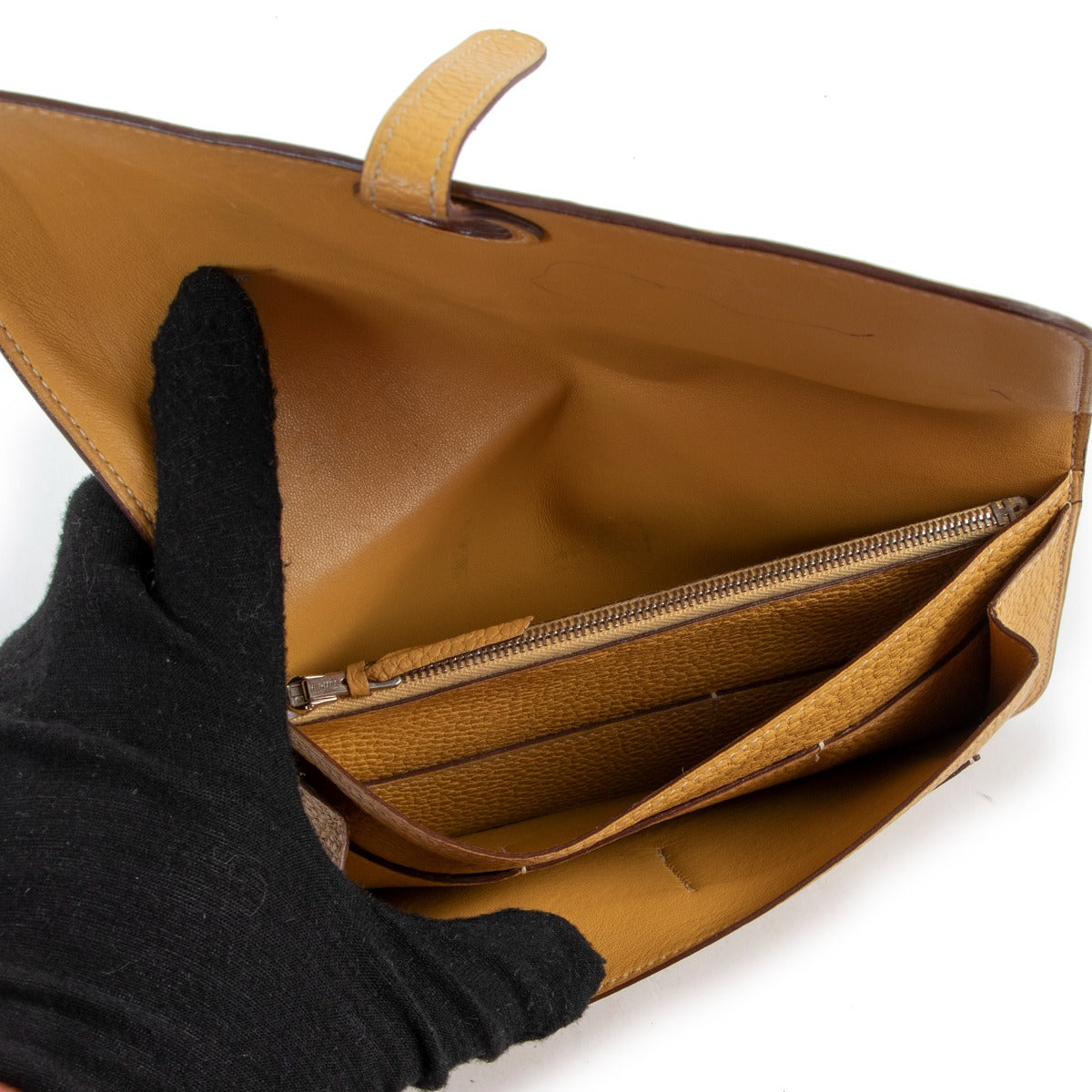 Hermès Dogon Duo Moutarde Togo PHW Wallet