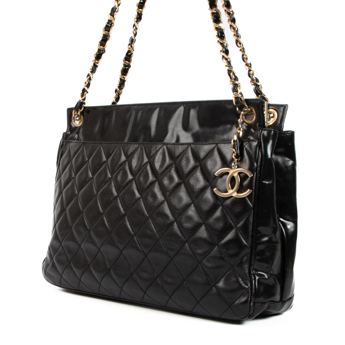 shop authentic second hand Chanel Vintage Black Quilted Lambskin Tote Bag on Labellov.com