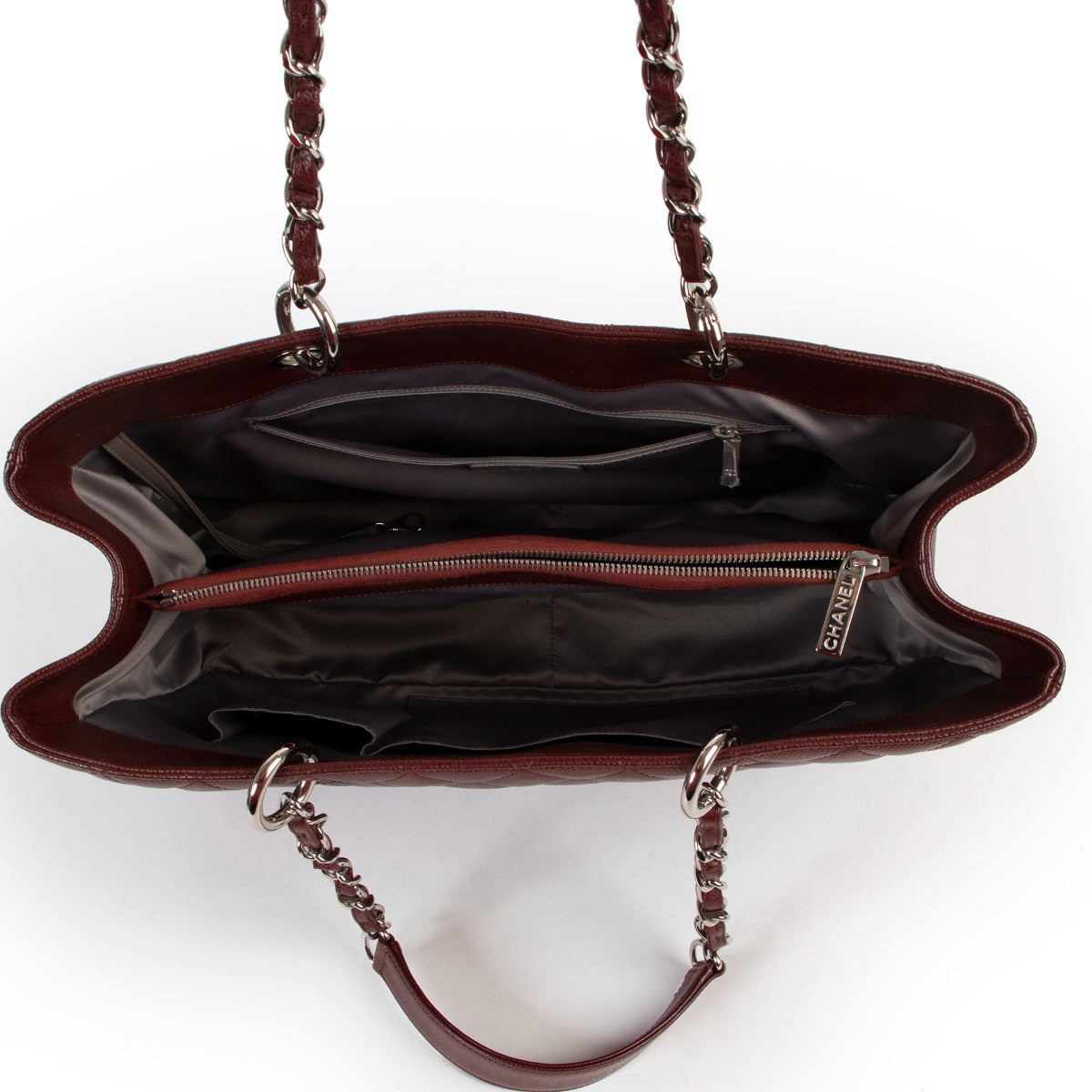 Shop second hand designer luxury Chanel Burgundy Quilted Caviar Leather XL Grand Shopping Tote at Labellov