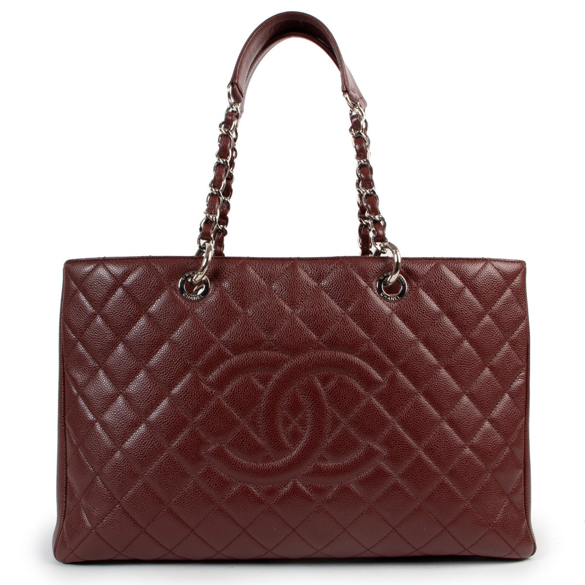 Shop second hand designer luxury Chanel Burgundy Quilted Caviar Leather XL Grand Shopping Tote at Labellov