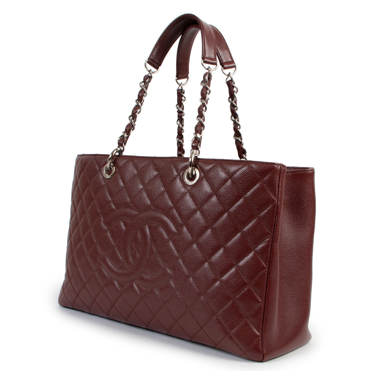Shop second hand designer luxury Chanel Burgundy Quilted Caviar Leather XL Grand Shopping Tote at Labellov