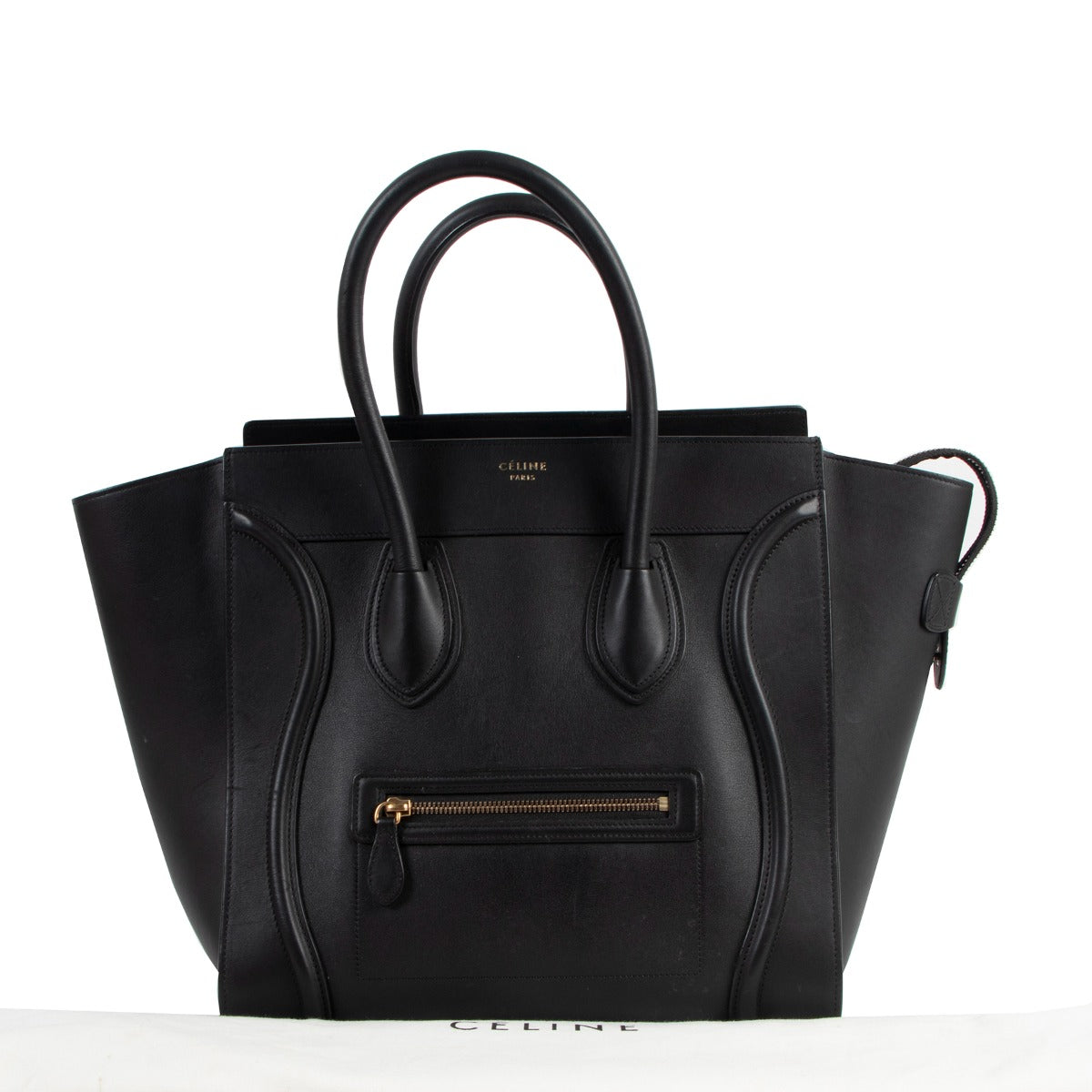 Celine Black Smooth Leather Mini Luggage Tote Bag