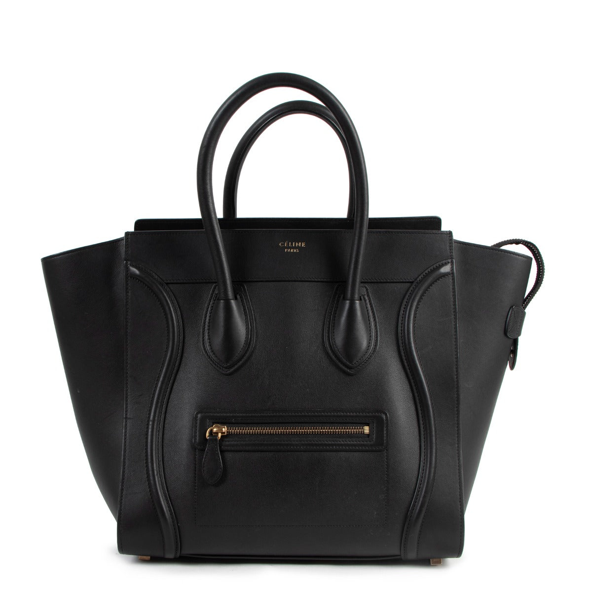 Celine Black Smooth Leather Mini Luggage Tote Bag
