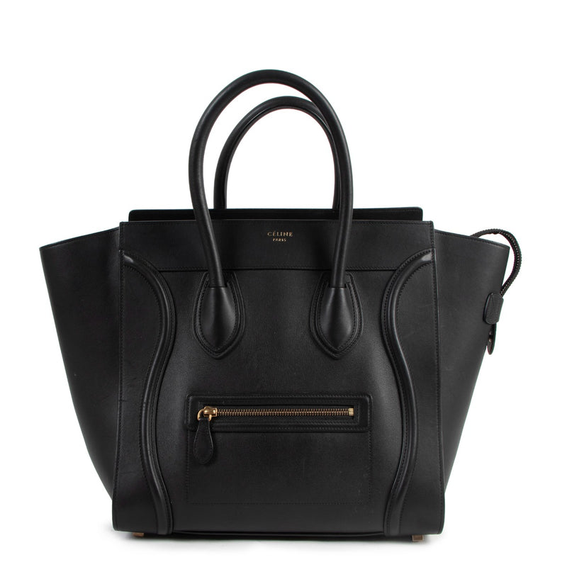 Celine Black Smooth Leather Mini Luggage Tote Bag