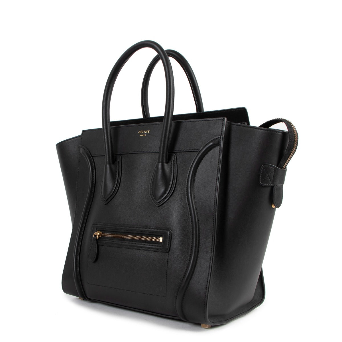 Celine Black Smooth Leather Mini Luggage Tote Bag