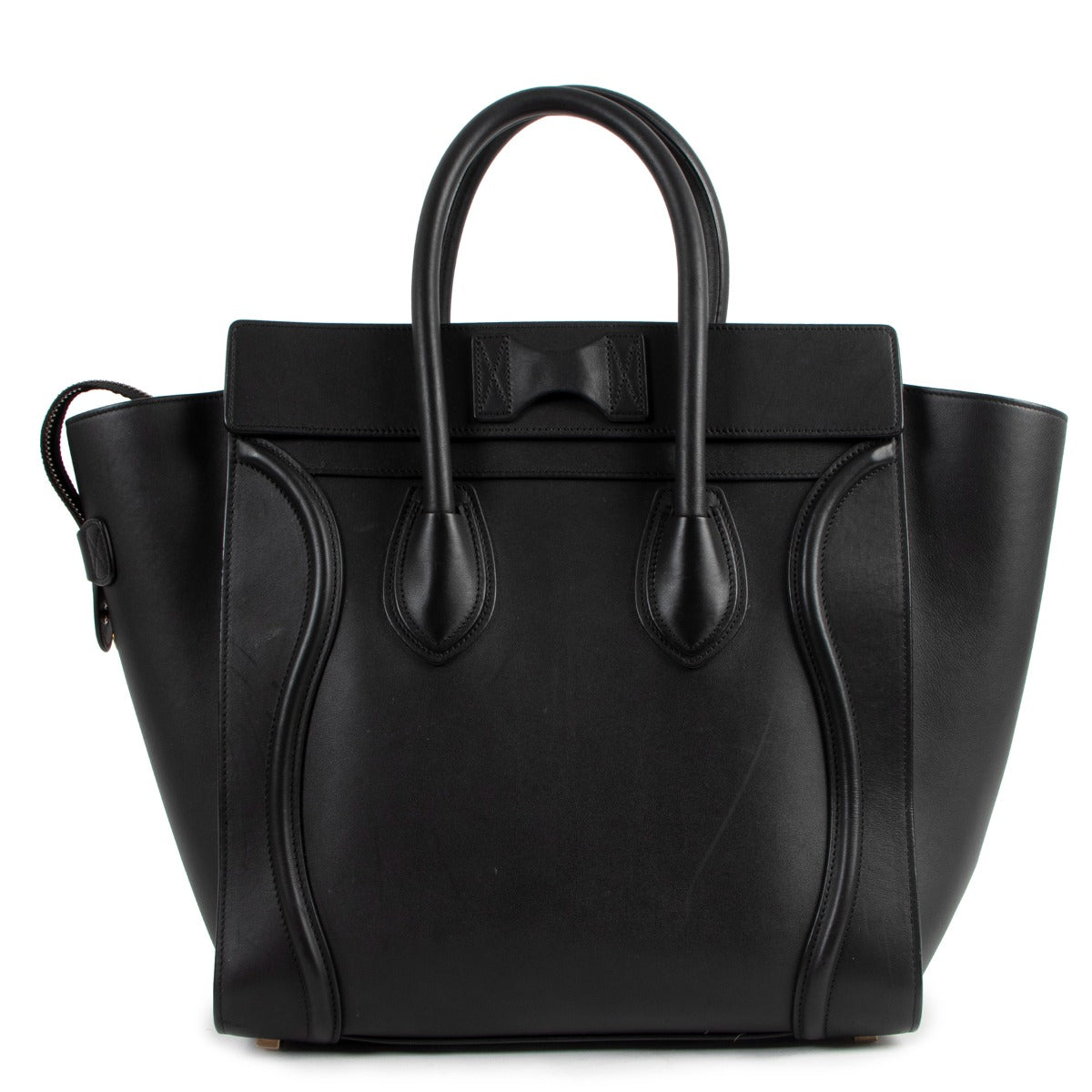 Buy an authentic second hand Celine Black Leather Mini Luggage Tote Bag in very good condition at Labellov