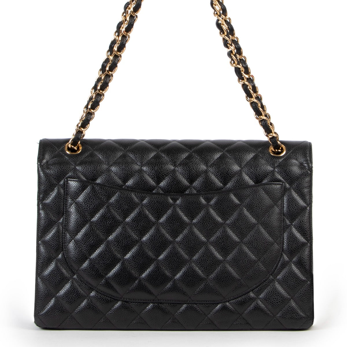 Buy an authentic second hand Chanel Black Caviar Maxi Classic Double Flap Bag as new at Labellov.