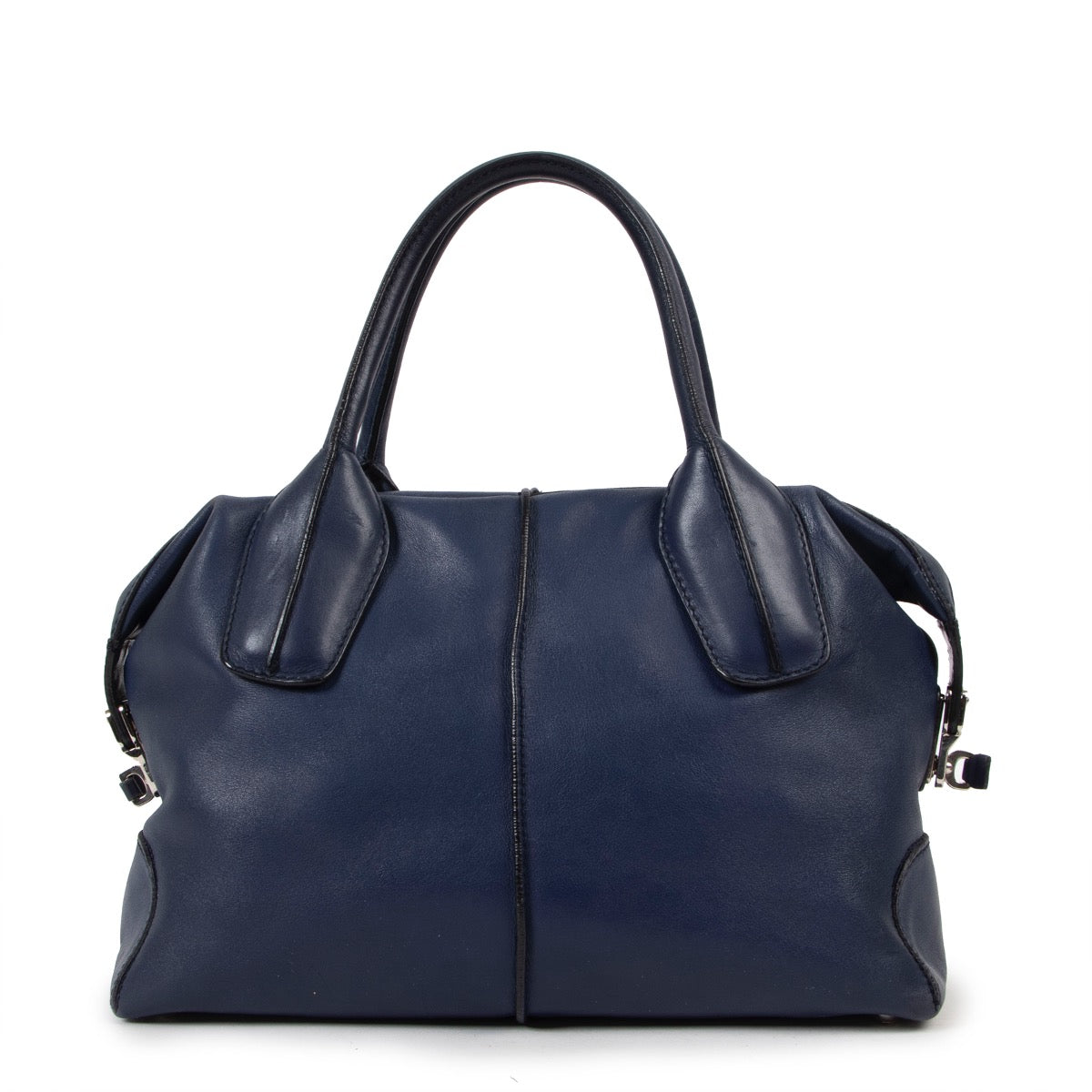 Buy online an authentic second hand Tod's Dark Blue leather D Styling Bauletto Top Handle in very good condition at Labellov in Antwerp