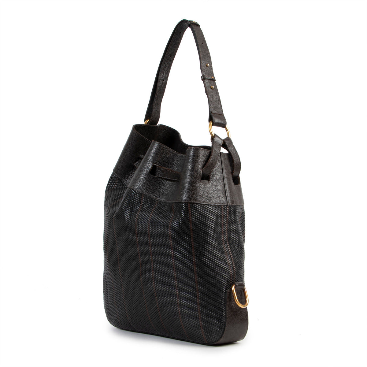 Delvaux Brown Toile De Cuir Catogan Shoulder Bag