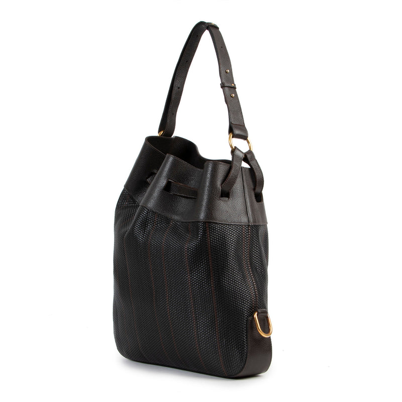Delvaux Brown Toile De Cuir Catogan Shoulder Bag