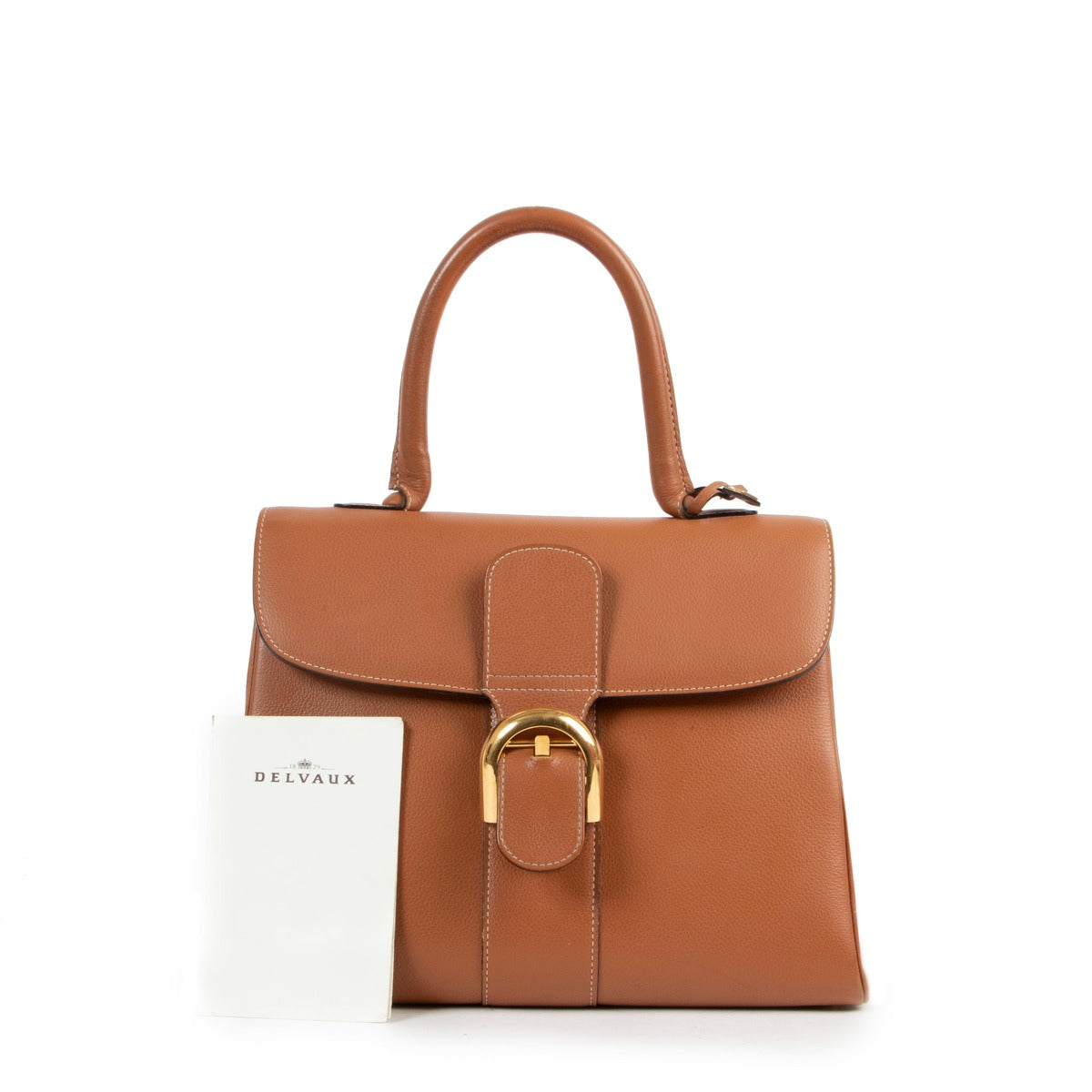 Buy an authentic second hand Delvaux Brillant MM Fauve Top Handle in good pre-loved condition at Labellov