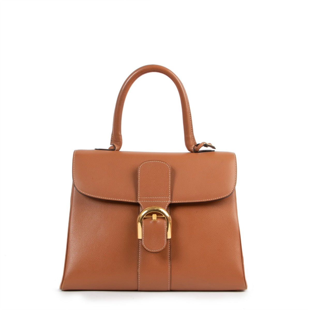 Buy an authentic second hand Delvaux Brillant MM Fauve Top Handle in good pre-loved condition at Labellov