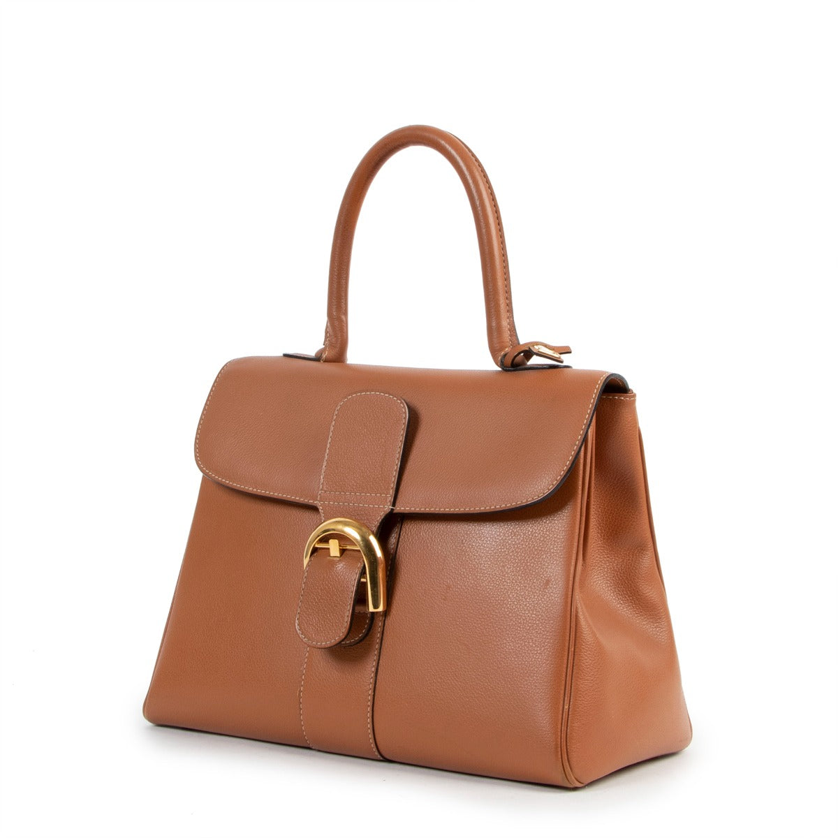 Buy an authentic second hand Delvaux Brillant MM Fauve Top Handle in good pre-loved condition at Labellov