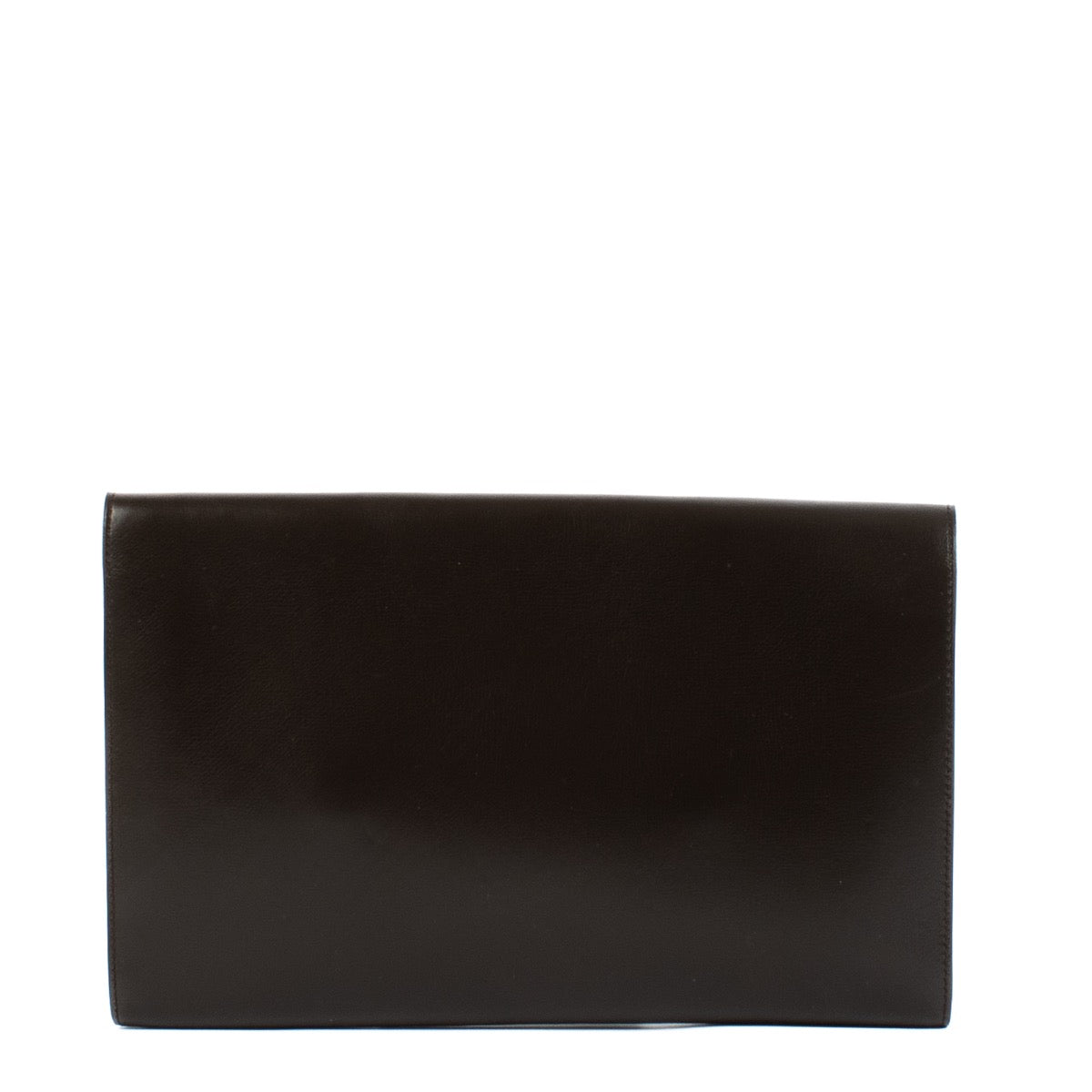 Shop safe online at Labellov in Antwerp, Brussels and Knokke this 100% authentic second hand Delvaux Brown Box Calf Vintage Clutch Bag