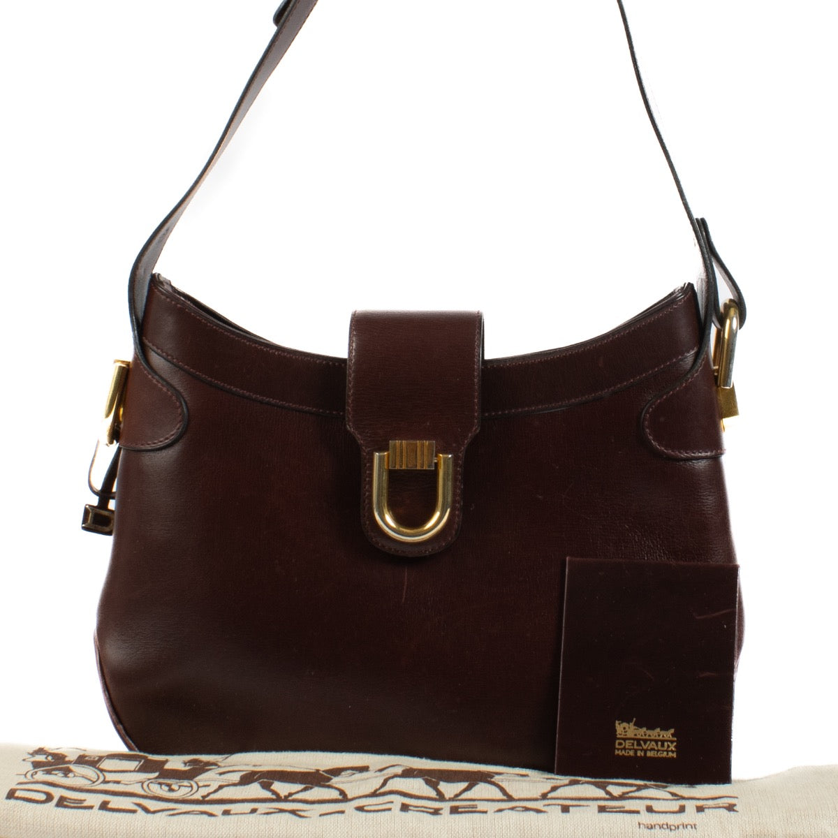 Shop safe online at Labellov in Antwerp, Brussels and knokke this 100% authentic second hand Delvaux Brown Box Calf Shoulder Bag