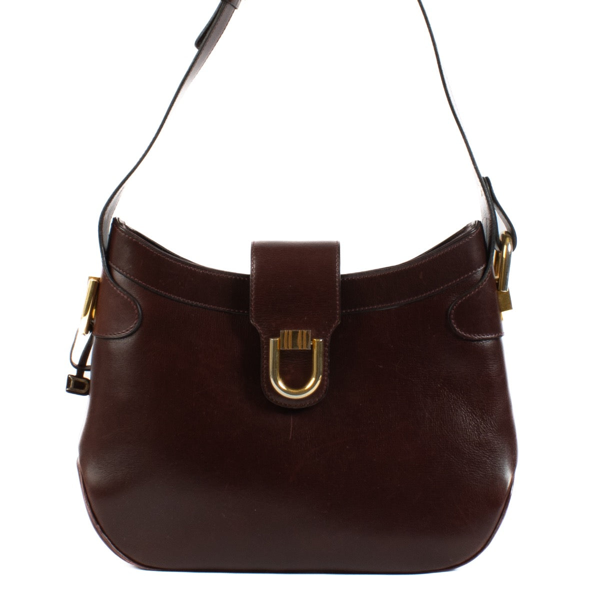 Shop safe online at Labellov in Antwerp, Brussels and knokke this 100% authentic second hand Delvaux Burgundy Box Calf Shoulder Bag