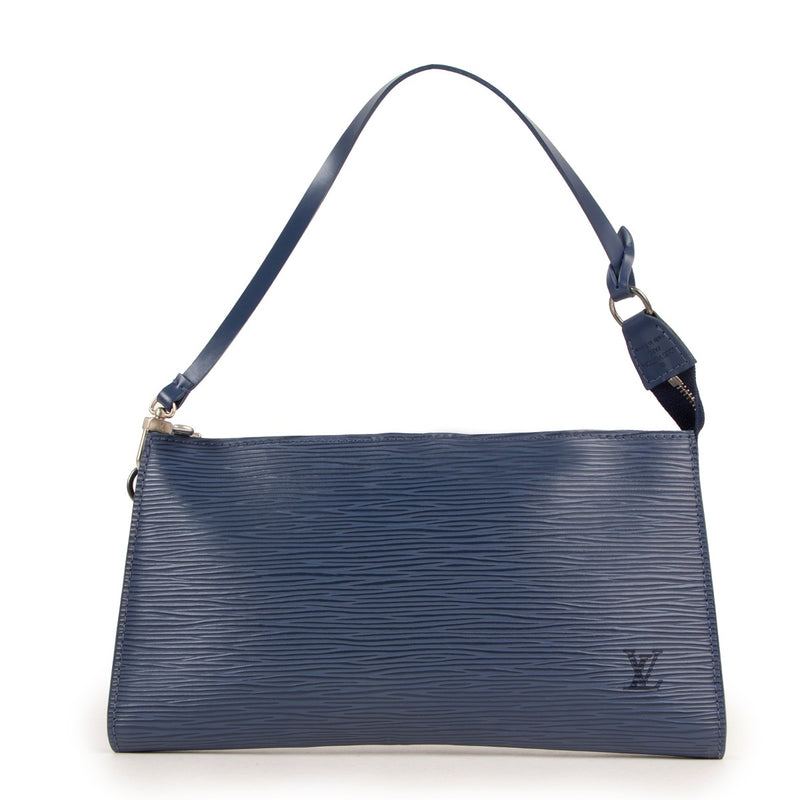 Second hand authentic Louis Vuitton Myrtille Blue Epi Leather Pochette Accessoires 24 at Labellov
