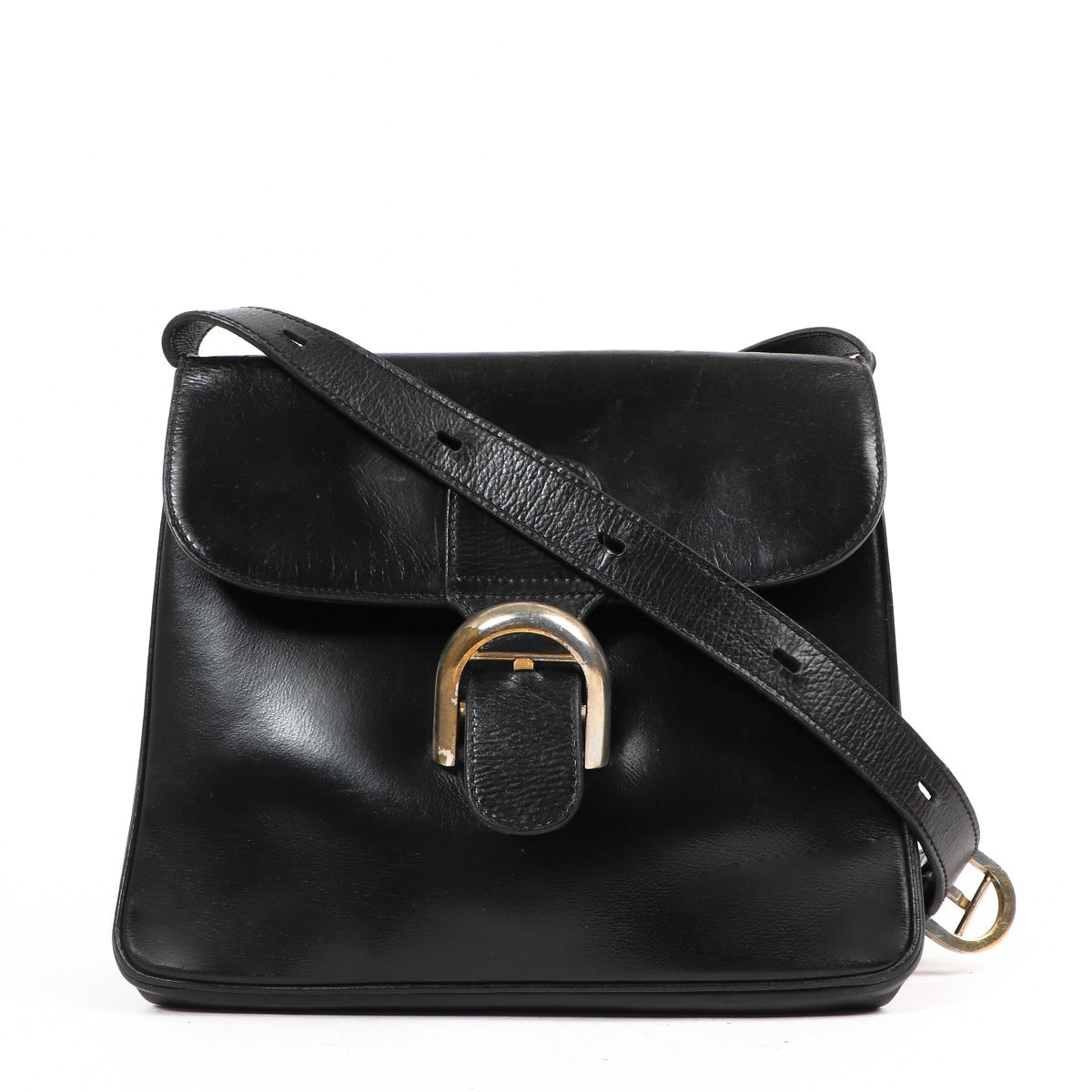 Delvaux Brillant Baudrier Black Box Calf Crossbody Bag