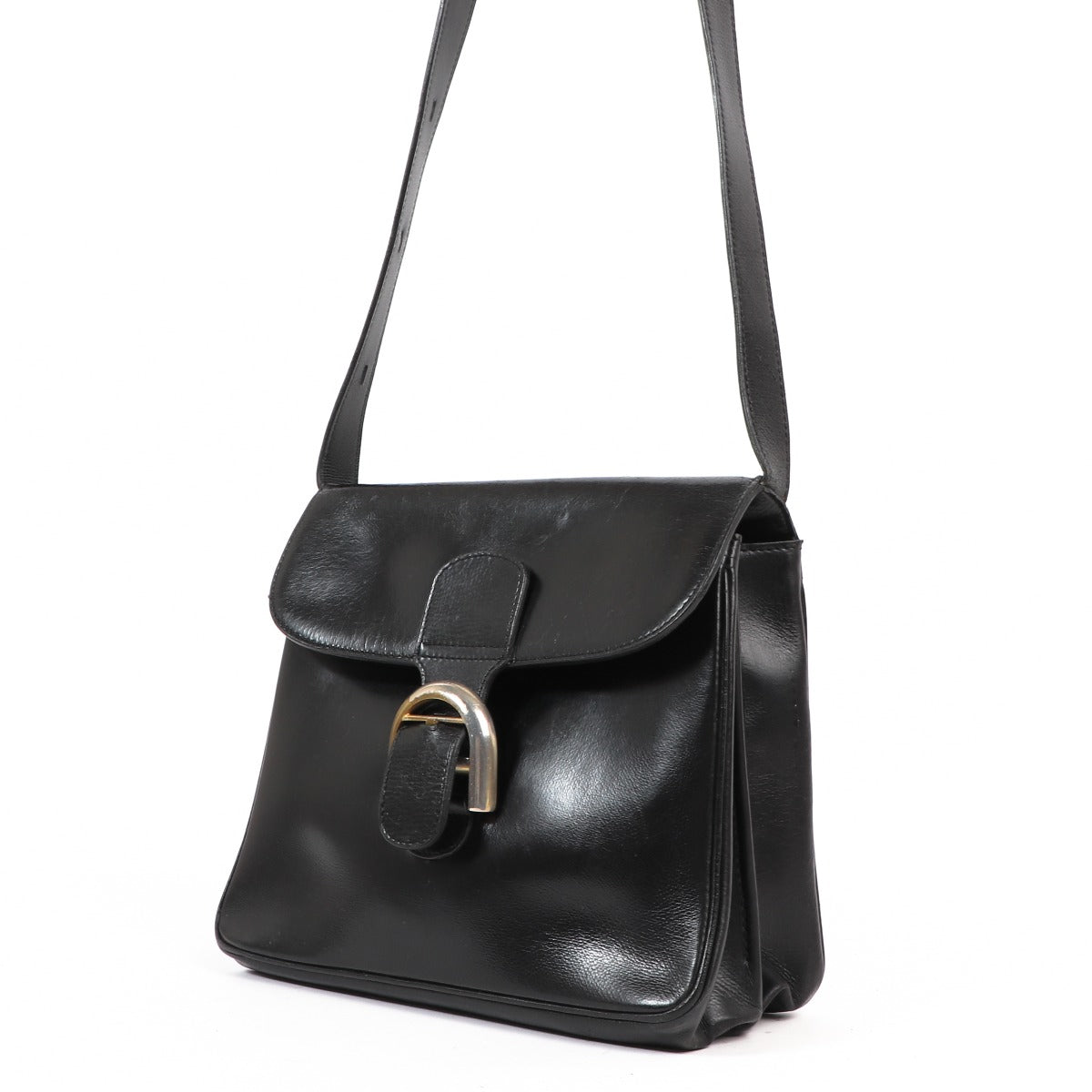 Delvaux Brillant Baudrier Black Box Calf Crossbody Bag