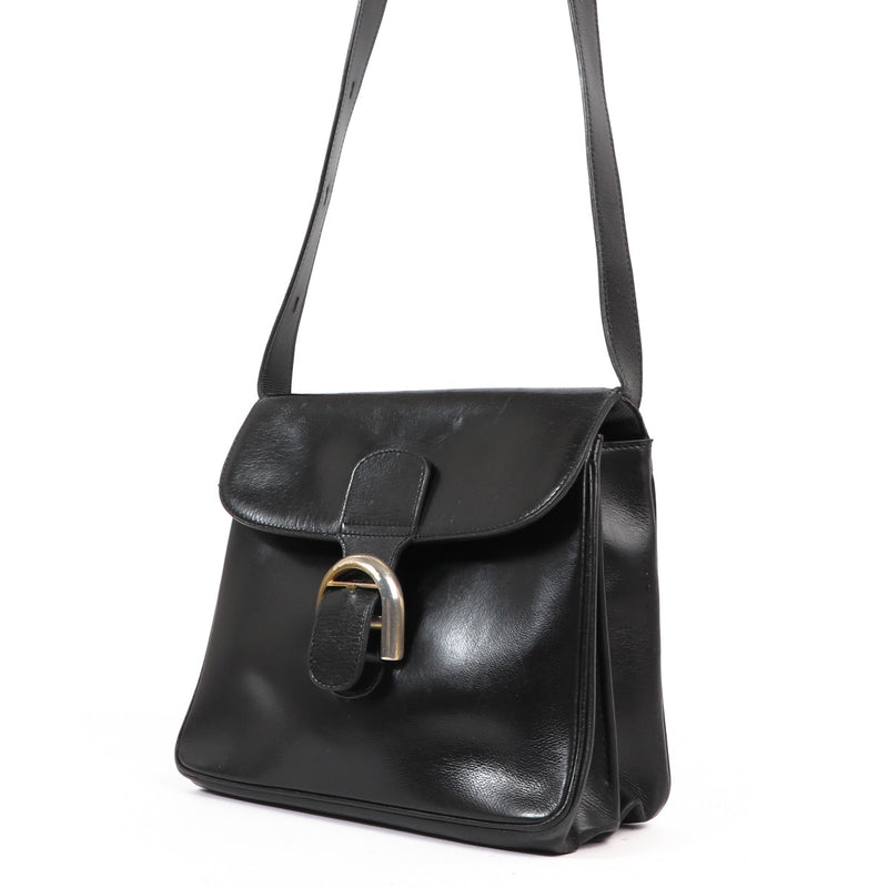 Delvaux Brillant Baudrier Black Box Calf Crossbody Bag