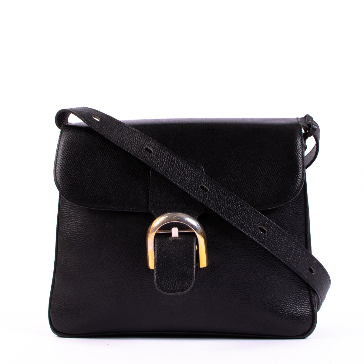 shop safe online at Labellov in Antwerp this 100% authentic second hand Delvaux Black Baudrier Shoulder Bag
